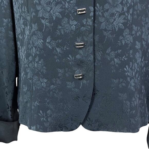 Dana Buchman Petite Black Satin Vintage Whimsigoth Cuffed Blazer Jacket 4P - Picture 7 of 16